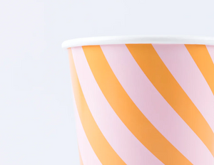 Pink & Orange Stripy Cups (x 8)