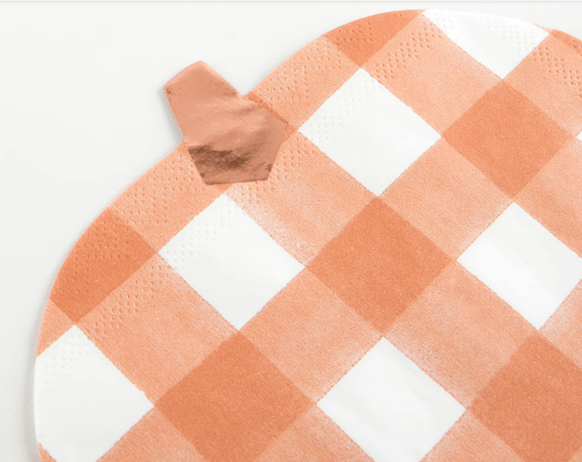 Gingham Pumpkin Napkins (x 16)