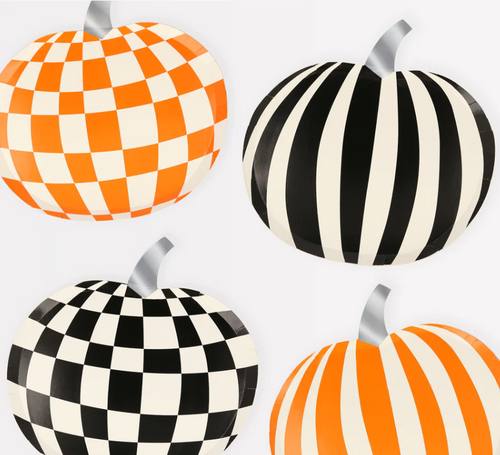 Mod Pattern Pumpkin Plates (x 8)