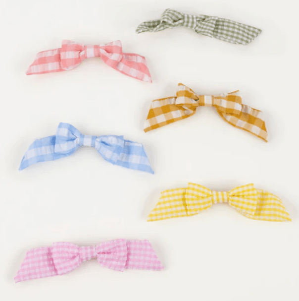 Gingham Hair Bows (x 6)