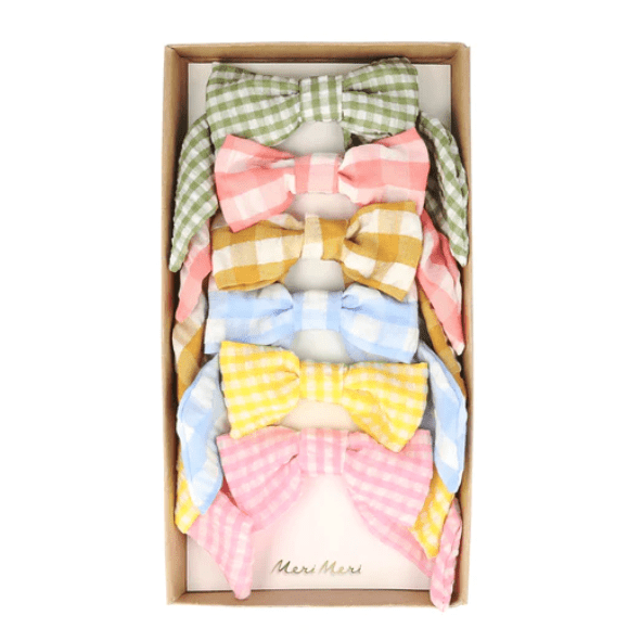 Gingham Hair Bows (x 6)