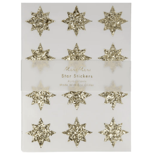 Gold Eco Glitter Star Stickers (x 8 sheets)