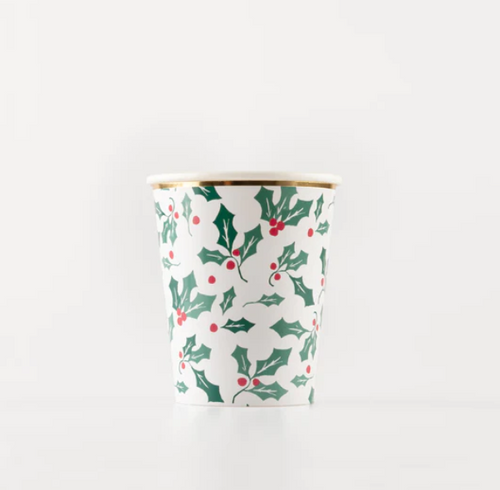 Holly Pattern Cups (x 8)