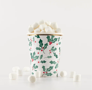 Holly Pattern Cups (x 8)