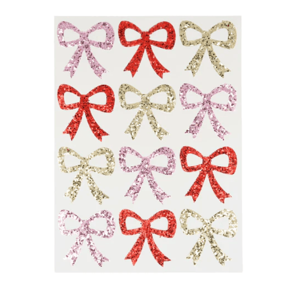 Eco Glitter Bow Stickers (x 8 sheets)