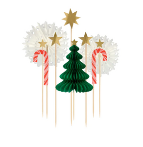 Christmas Honeycomb Cake Topper Set (x 10)
