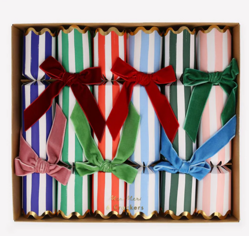 Stripe Velvet Bow Crackers (x 6)