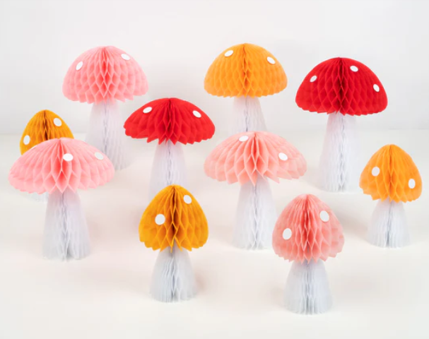 Honeycomb Mushroom Decorations (x 10)