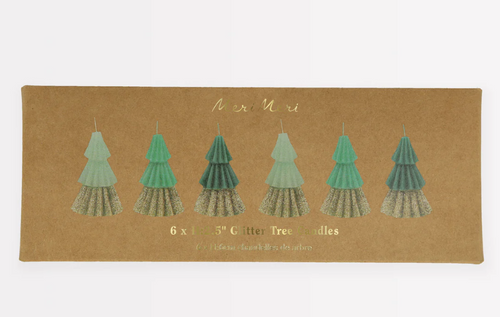 Green Mini Tree Candles (x 6)