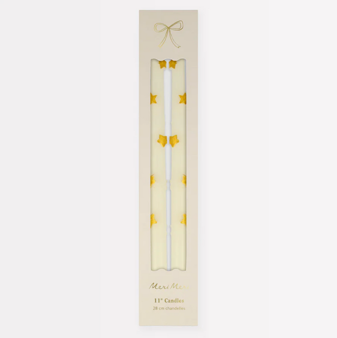 Gold Star Taper Candles (x 2)