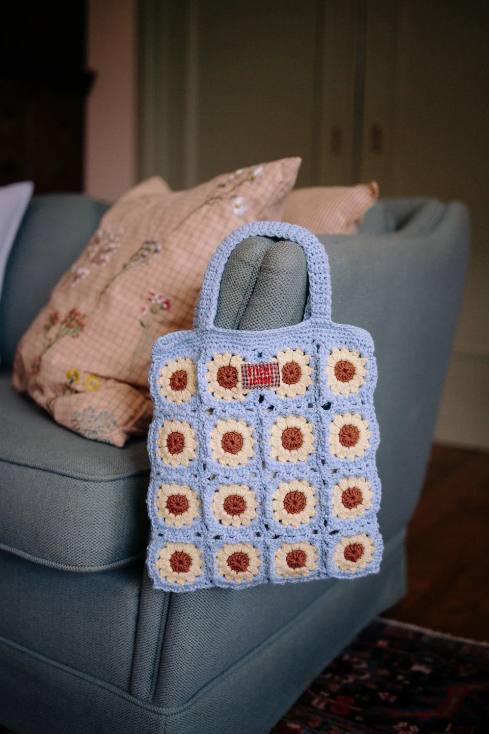 Sticky Lemon Crochet Bag - Lemon Tree - Flower - Willow Basket