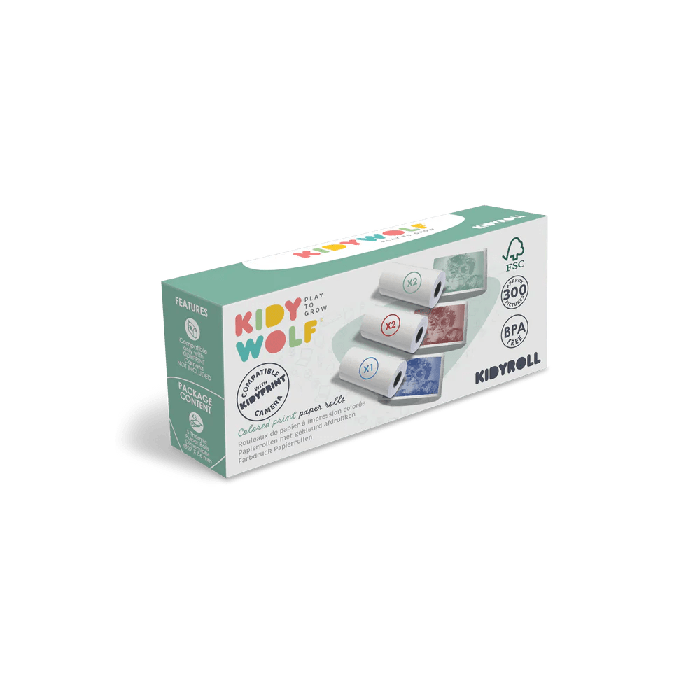 Kidyroll 1 x 5 RRGGB Colored Paper Rolls for Kidyprint