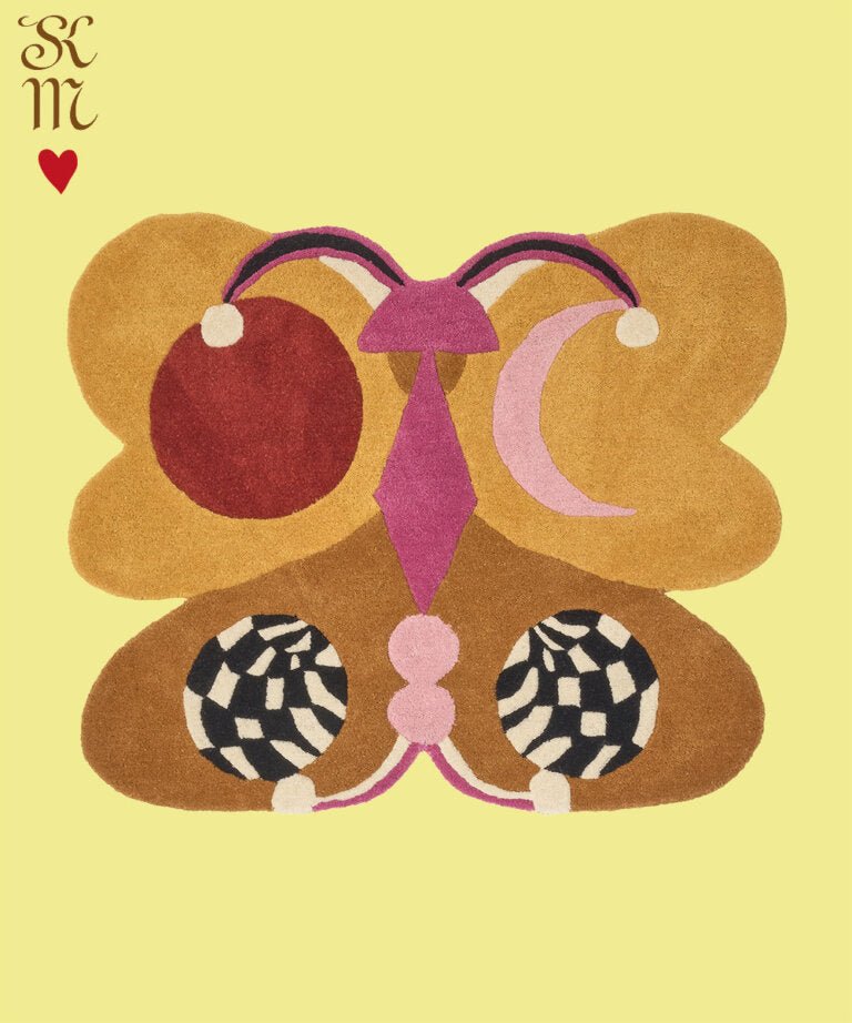 Melody Moon Butterfly Rug Ocre Large