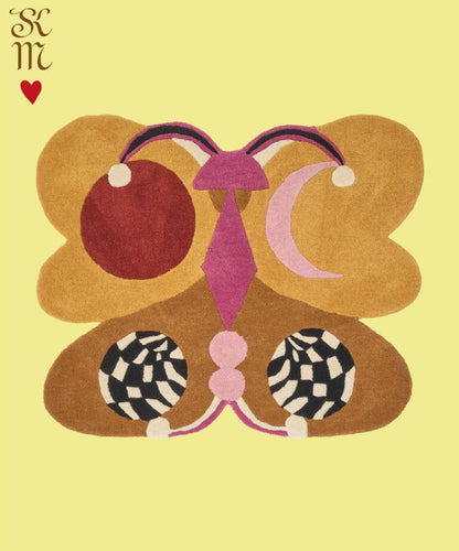 Melody Moon Butterfly Rug Ocre Large