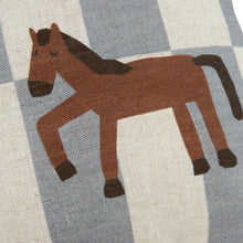Vibes Rect Cushion Linen Blue Tiles Horse