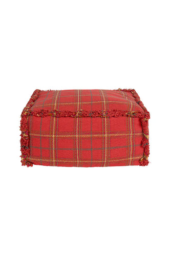Handloom Pouf Mapple Red