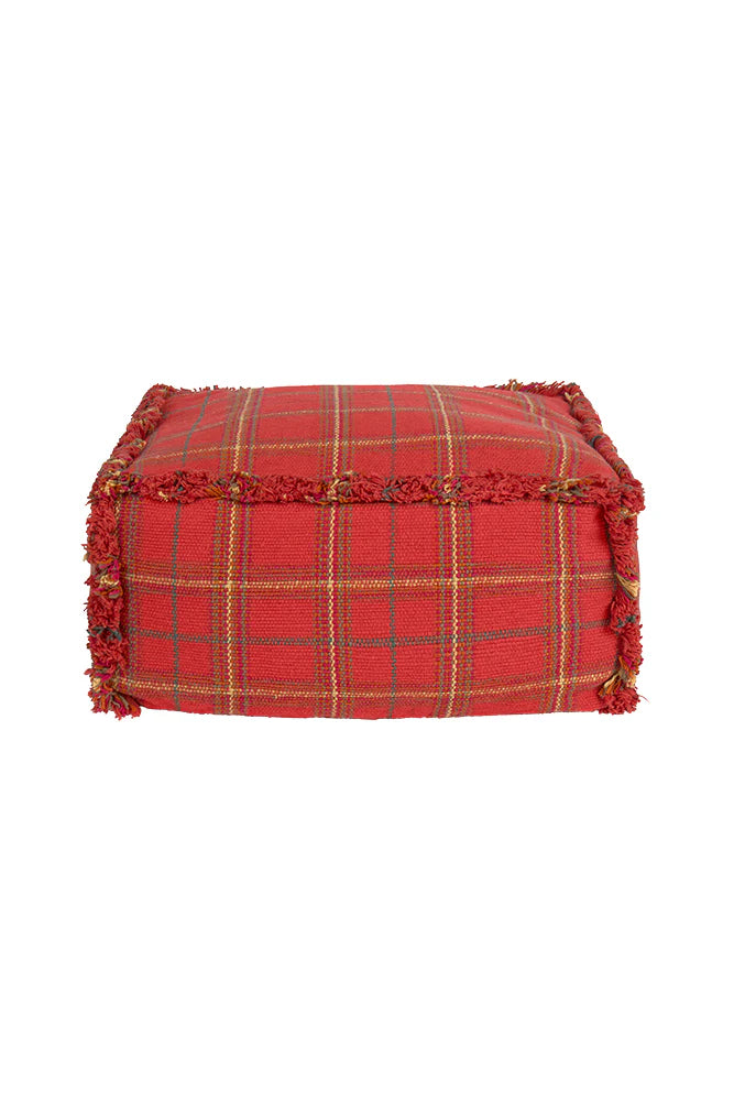 Handloom Pouf Mapple Red