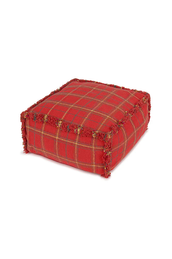 Handloom Pouf Mapple Red