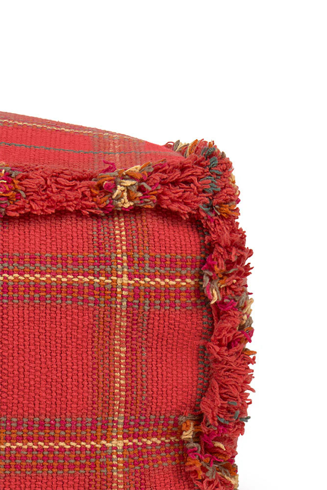 Handloom Pouf Mapple Red