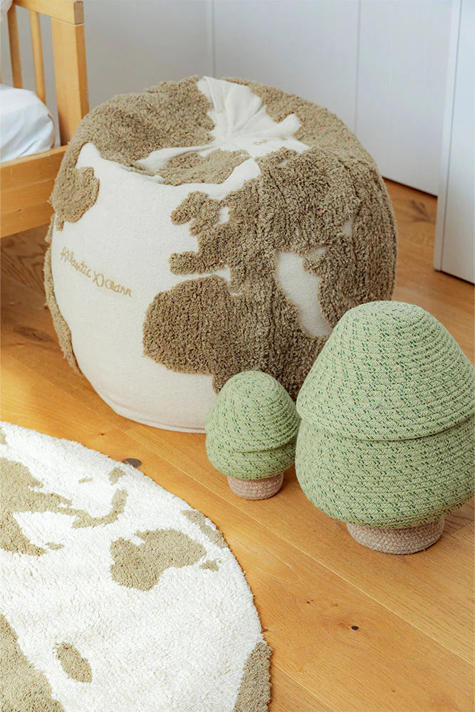 Pouf World Map Rugcycled