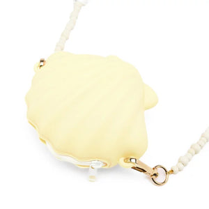 Shell hand bag with jewel handle - Yellow