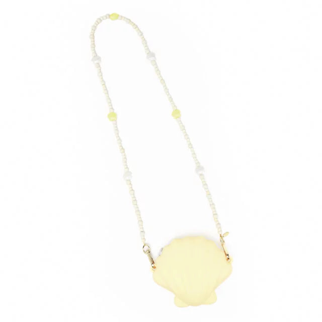 Shell hand bag with jewel handle - Yellow