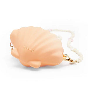 Shell hand bag with jewel handle - Coral