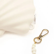 Shell hand bag with jewel handle - White