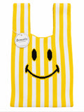 Dainty Tote- Strips Smiley Yellow