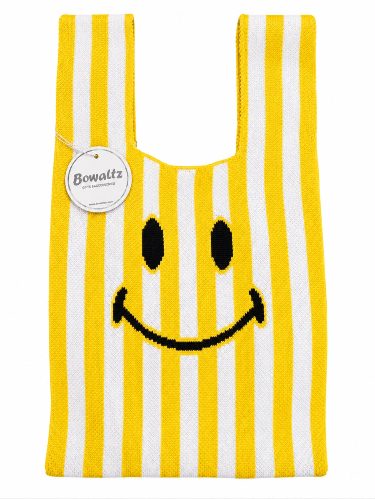 Dainty Tote- Strips Smiley Yellow