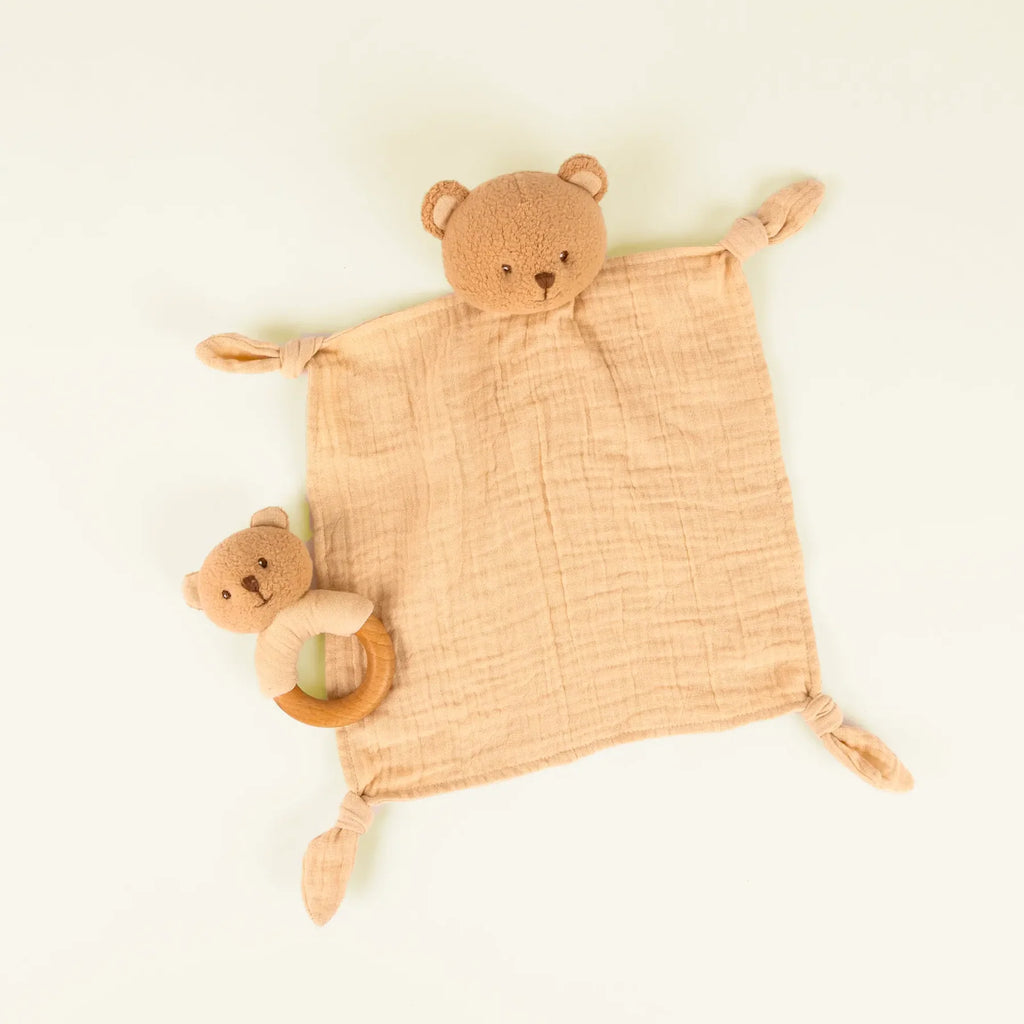 Marcel the bear doudou and rattle gift set