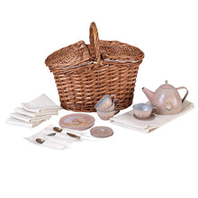Mouse tin tea set in a basket