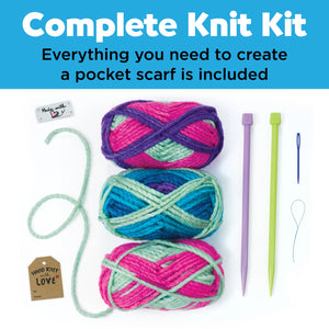 Learn to knit pocket scarf