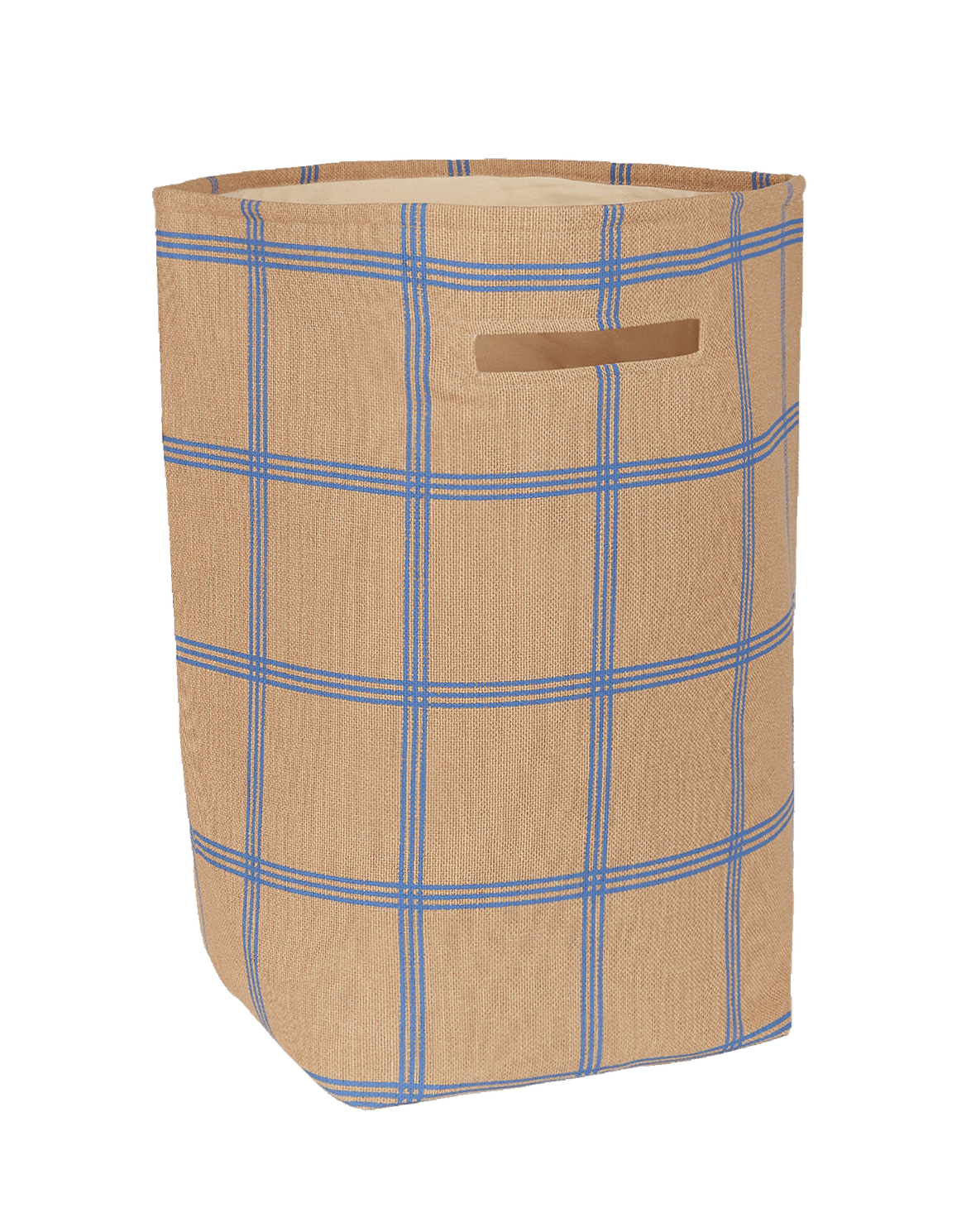Vibes Large Storage Basket Brown Blue Windowpane