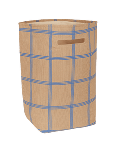 Vibes Large Storage Basket Brown Blue Windowpane