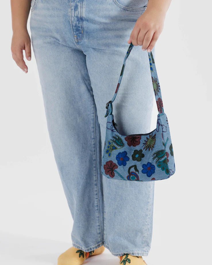 Small Nylon Shoulder Bag - Digital Denim Birds