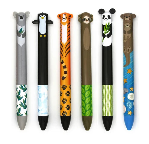 Twice As Nice 2 color click pens (6 animales)