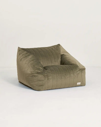 Eco-Velvet Chelsea Armchair Beanbag olive green