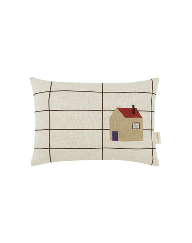 Vibes Rect Cushion Linen Black Grid Home