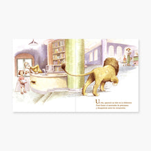 León de biblioteca