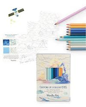 12 lápices de colores + tarjetas El jardín del molino