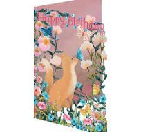 Fox and Butterfly Birthday Laser Card