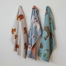 Cotton Knit Baby Blanket with Dogs