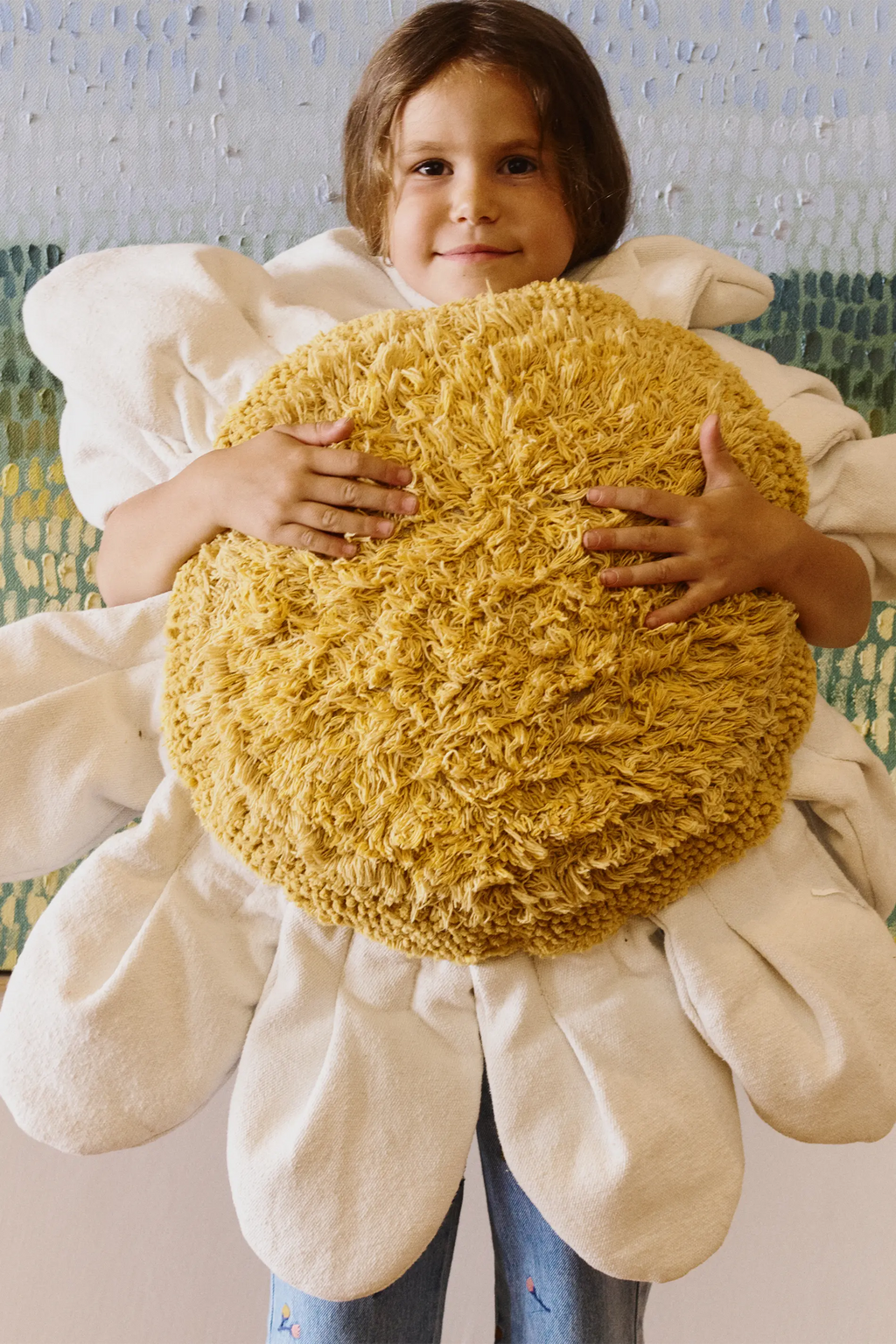 Floor Cushion White Daisy