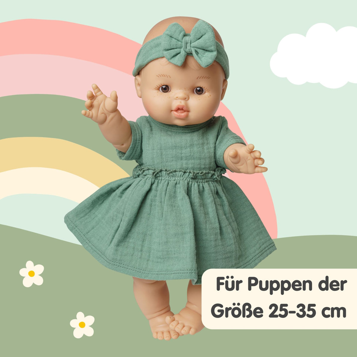 Vestido Verde Para Muñeca ( 2 tallas)