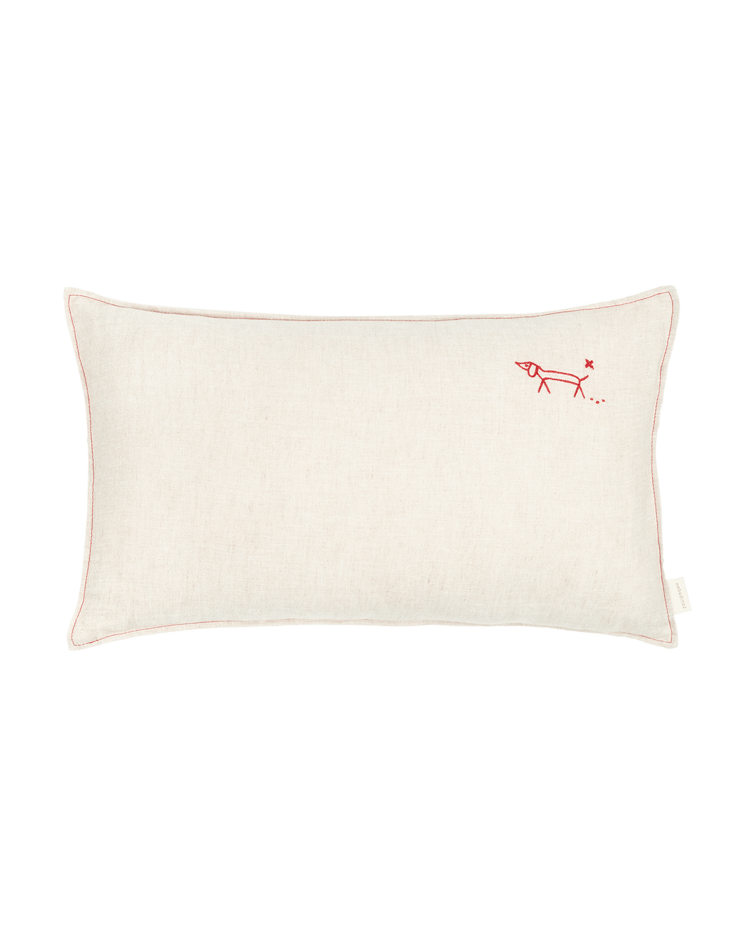 Lino  Embroid. Rectang. Cushion Fr Linen	Greige