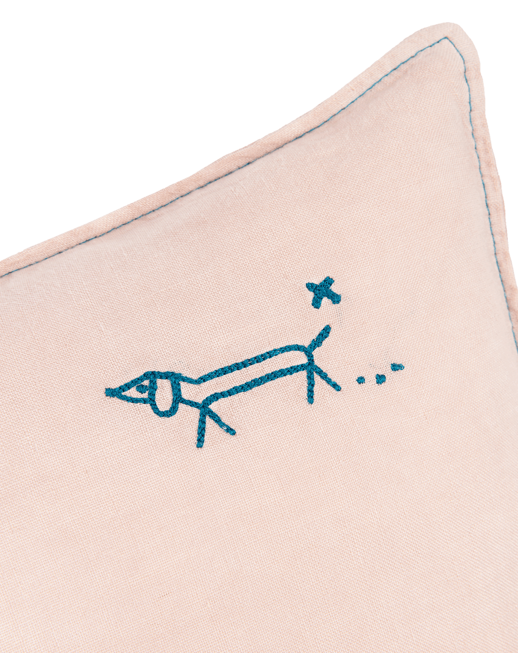 Lino  Embroid. Rectang. Cushion Fr Linen	Mauve Pink
