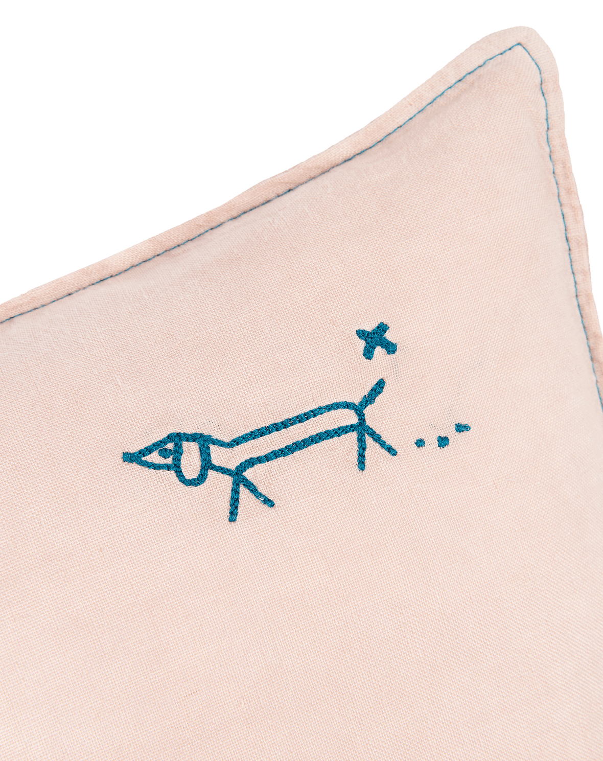 Lino  Embroid. Rectang. Cushion Fr Linen	Mauve Pink