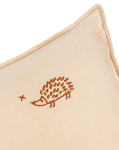 Lino  Embroid. Rectang. Cushion Fr Linen	Sand
