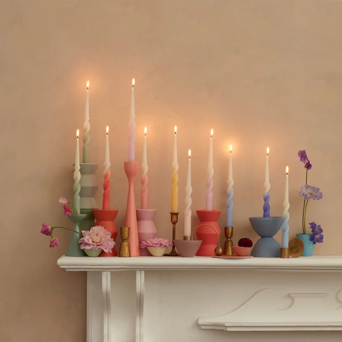 Rainbow Twisted Table Candles (x 8)